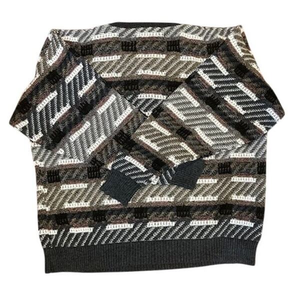 Vintage Jantzen Sweater Men’s Size Large 90s Coogi Style Geometric Knit - Picture 2 of 3